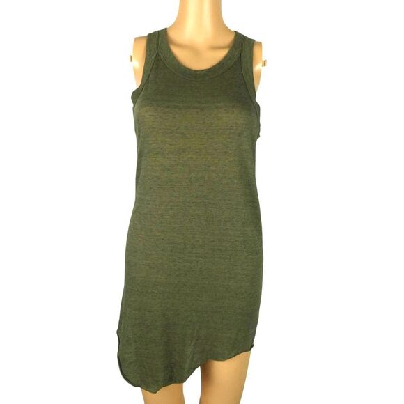 Nightcap Heathered Army Green Tank Mini Dress Asymmetrical Sleeveless 4 Large - Picture 1 of 7